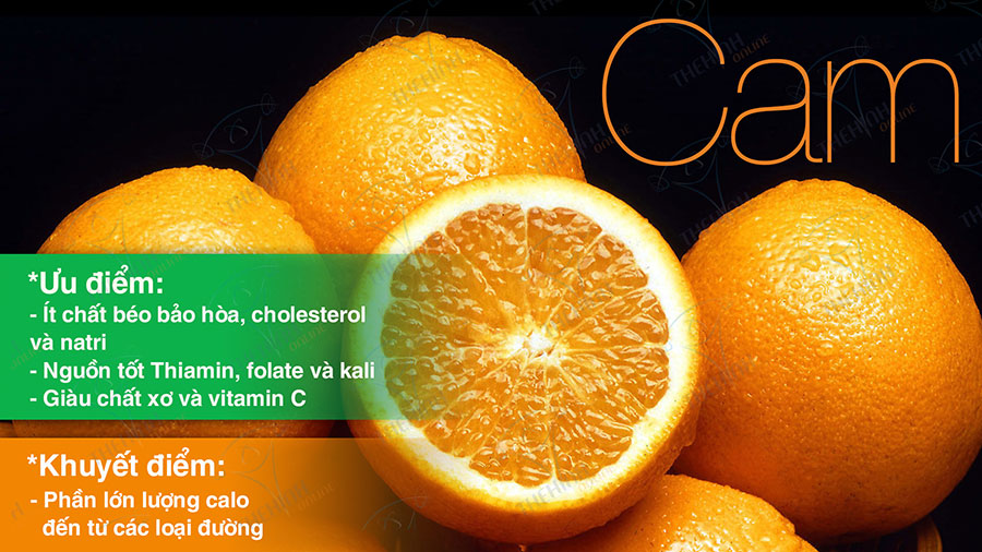 Giá trị dinh dưỡng của cam, thực phẩm giàu xơ và vitamin C, Orange