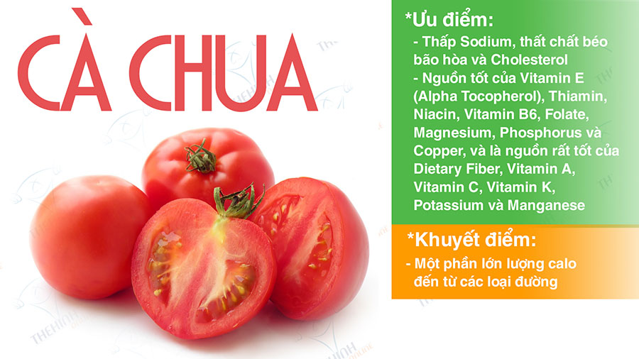 Giá trị dinh dưỡng của cà chua chín. Thực phẩm giàu xơ và vitamin E