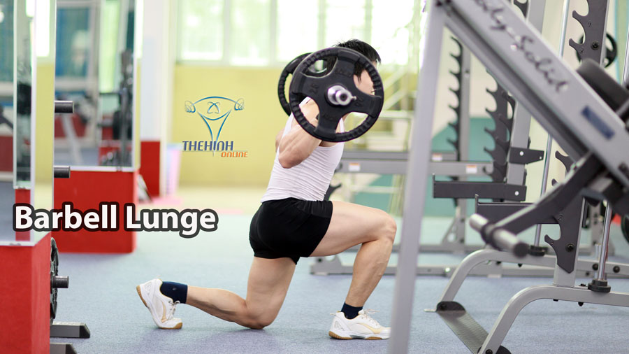 Barbell Lunge Tập thể hình Gánh tạ đòn đổi chân cắt nét giảm mỡ đùi