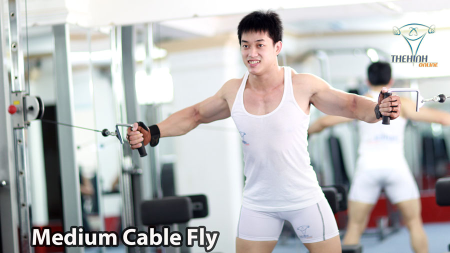 Medium Cable Fly tập thê hình Ép ngực trong săn chắc đầy đặn với cáp