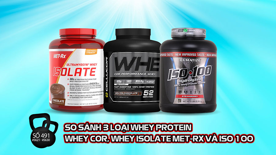 So sánh 3 loại: whey cor, whey isolate met-rx và iso 100