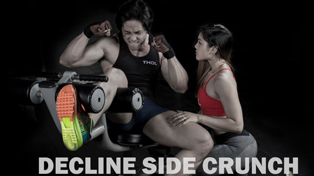 Gym nữ tâm kinh tầng 3 Decline Bench Side Crunch 2x10 nghỉ 1 phút