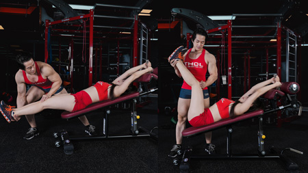 Gym nữ tâm kinh tầng 3 Decline Bench Knee Raise 3x10 nghỉ 1 phút