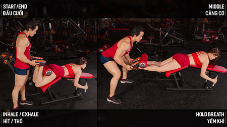 Gym nữ tâm kinh tầng 3 PPL Prone Leg Curl 3x10  nghỉ 1 phút