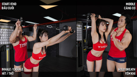 Gym nữ tâm kinh tầng 2 PPMS 245 Overhead Triceps Extension 3x10 nghỉ 1 phút