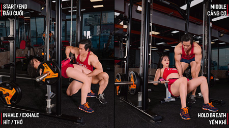 Gym nữ tâm kinh tầng 3 Smith Machine Hip Thrust 3x10 nghỉ 1 phút