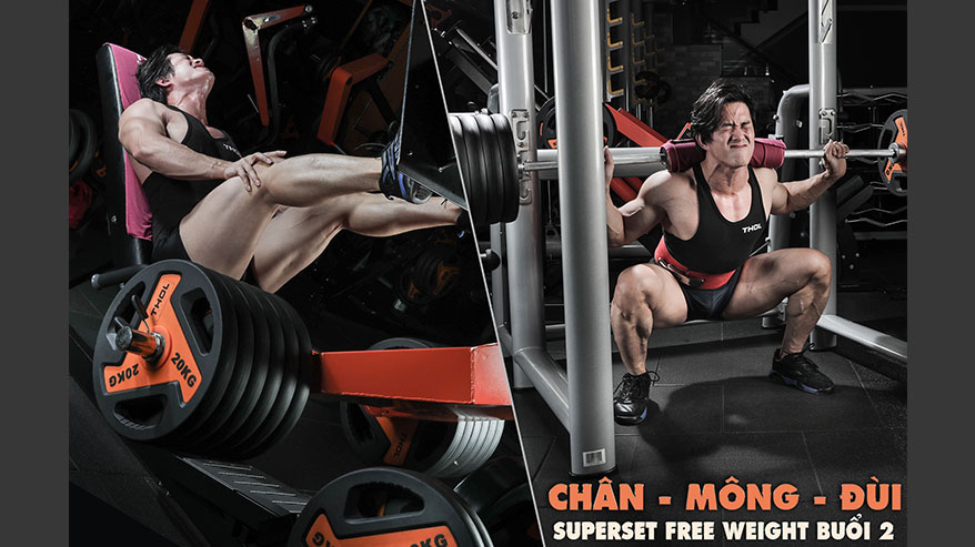 SuperSet Free Weight Buổi 2 Chân Mông Đùi Bụng